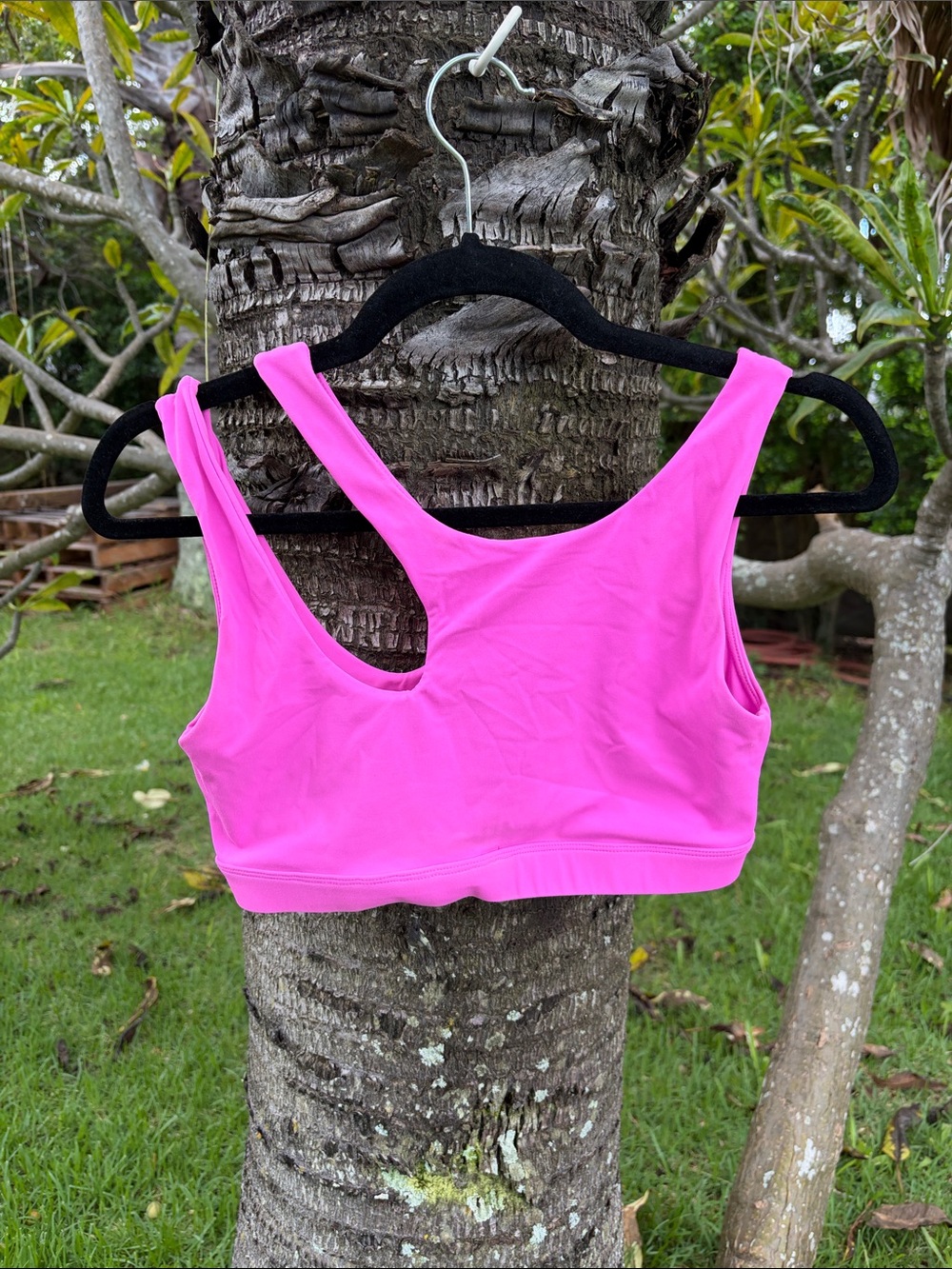 J80 Vibrant Pink Asymmetric One-Shoulder Sports Bralette